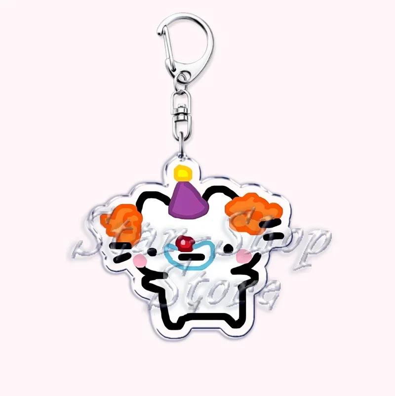 Kawaii Little Cat with Flower Keychains Strawberry Kitten Keyring for Accessories Bag Key Chain Ring Jewelry Fans Friends Gifts