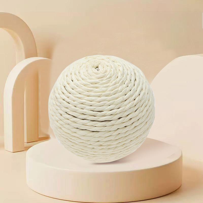 Paper Rope Sisal Ball Cat Toy - 3.15-inch Rolling Bite-resistant Teeth Cleaner, for Multi-cat Households Solo & Group Play