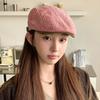 British retro textured hat showing a small face forward hat newsboy hat fashion versatile painter hat beret