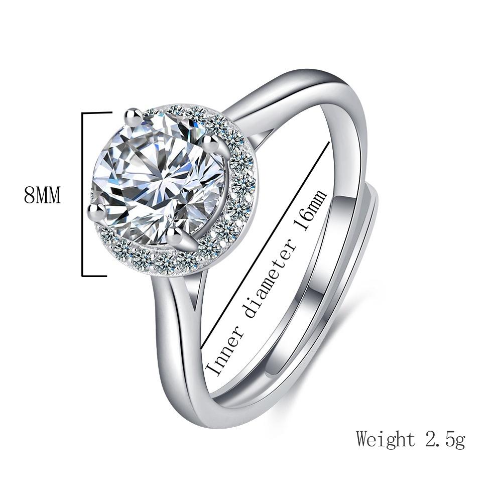 925 Sterling Silver Fashion Temperament Group Set Round Zircon Crown Ring Birthday Anniversary Wedding Party Gift Ladies Jewelry
