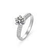 White Copper Plated S925 Silver Women's Ring with Moissanite Gemstone
