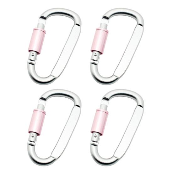 4Pcs Heavy Duty Carabiner Clip, Aluminum Alloy Outdoor Keychain Carabiner, D Shaped Metal Hook Buckle for Water Bottle, Key, Backpack