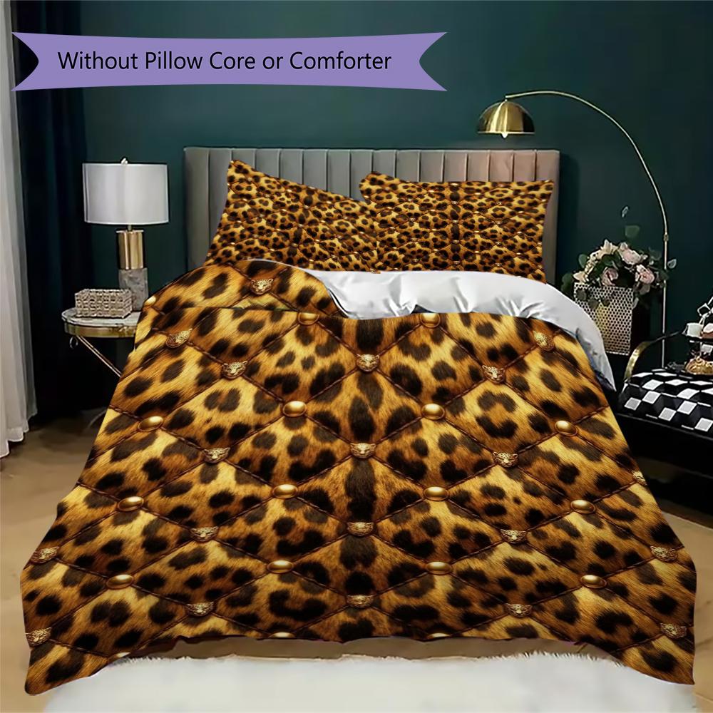 Leopard Print Pattern Bedding Uilt Set Uilt Cover Pillowcase Home Decoration Birthday Gift (1 * Duvet Cover + 2 * Pillowcase Without Core)17