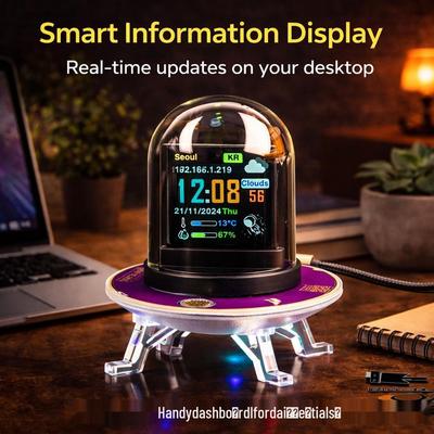 GeekMagic UFO-CLOCK: Multifunctional Weather, Bitcoin, and Stock Exchange Display Clock.