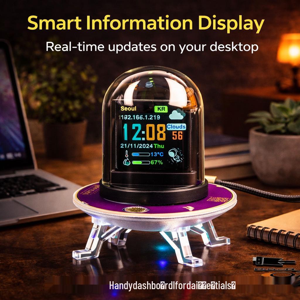 GeekMagic UFO-CLOCK: Multifunctional Weather, Bitcoin, and Stock Exchange Display Clock.