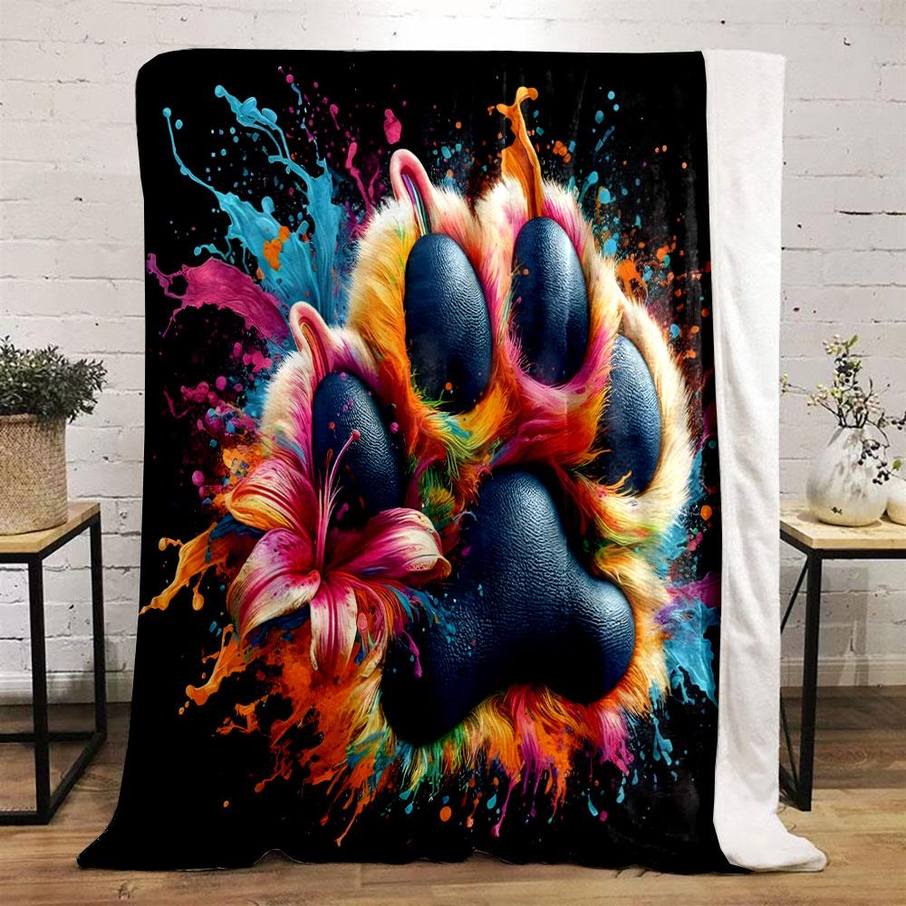 Colorful Paw Print Explosion Print Blanket Soft and Cozy Perfect for the Living Room Bed Sofa or a Nap,gift