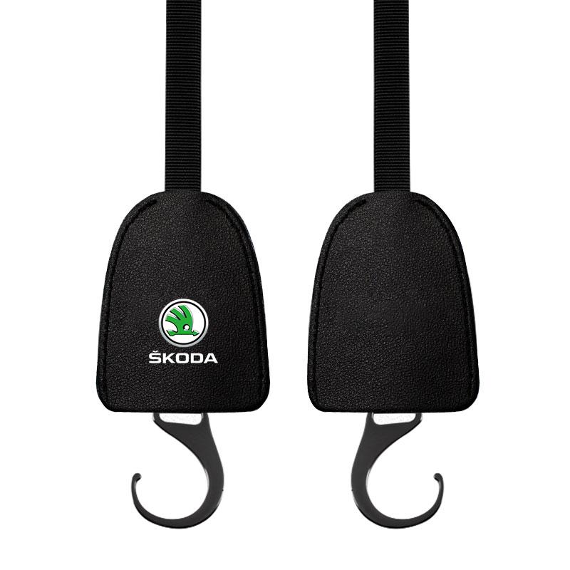 1/2pcs Leather Car Seat Back Hooks Portable Hanging Bag Rack for Skoda Octavia Enyaq Rapid Karoq Derivati Fabia Kodiaq Kamiq Superb Yeti