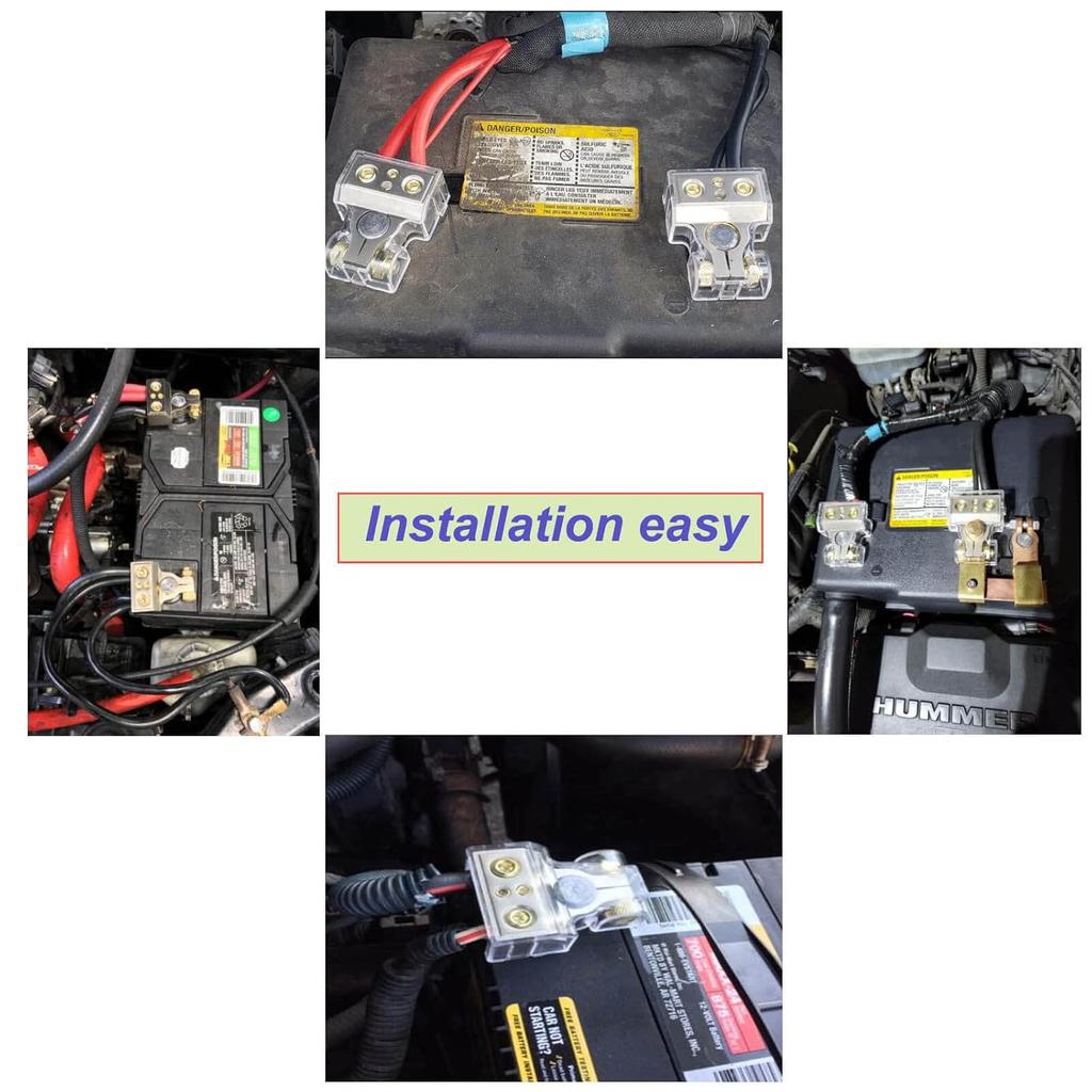 Battery Terminal Connectors, 0/2/4/6/8/10 AWG Battery Terminals, Heavy Duty Car Battery Terminal, Top Post Multiple Marine Superior Connectivity Long