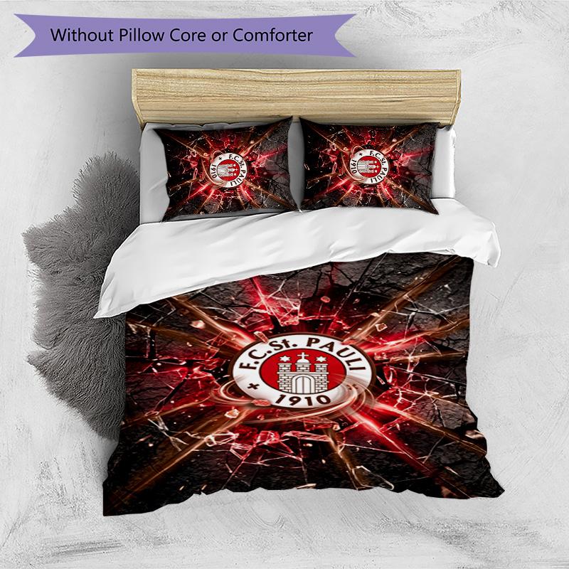 FC St. Set Lenzuola 3 Pezzi Stampato Calcio Pauli, Confortevole Set Copripiumino per Camera da Letto Amico della Pelle