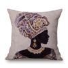 Fashion African Girl Turban Fashion Africa Woman Exotic Decoration Art Sofa Throw Pillow Case Cotton Linen Cushion Cover