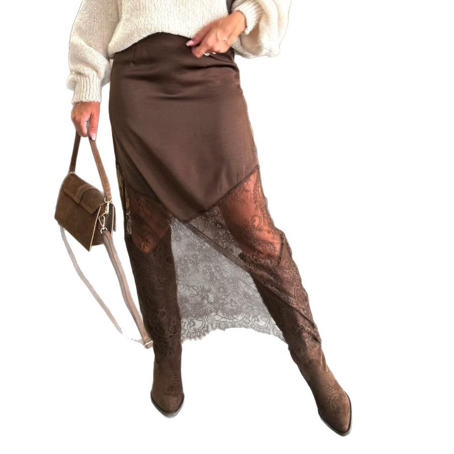 Abito Bodycon Midi/Maxi Patchwork in Pizzo da Donna Autunno Inverno
