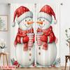 2pcs,2D Plane Printing Creative Curtains Cute Snowman Christmas Winter (2) Durable 100% Polyester Fabric (without Rod) Room