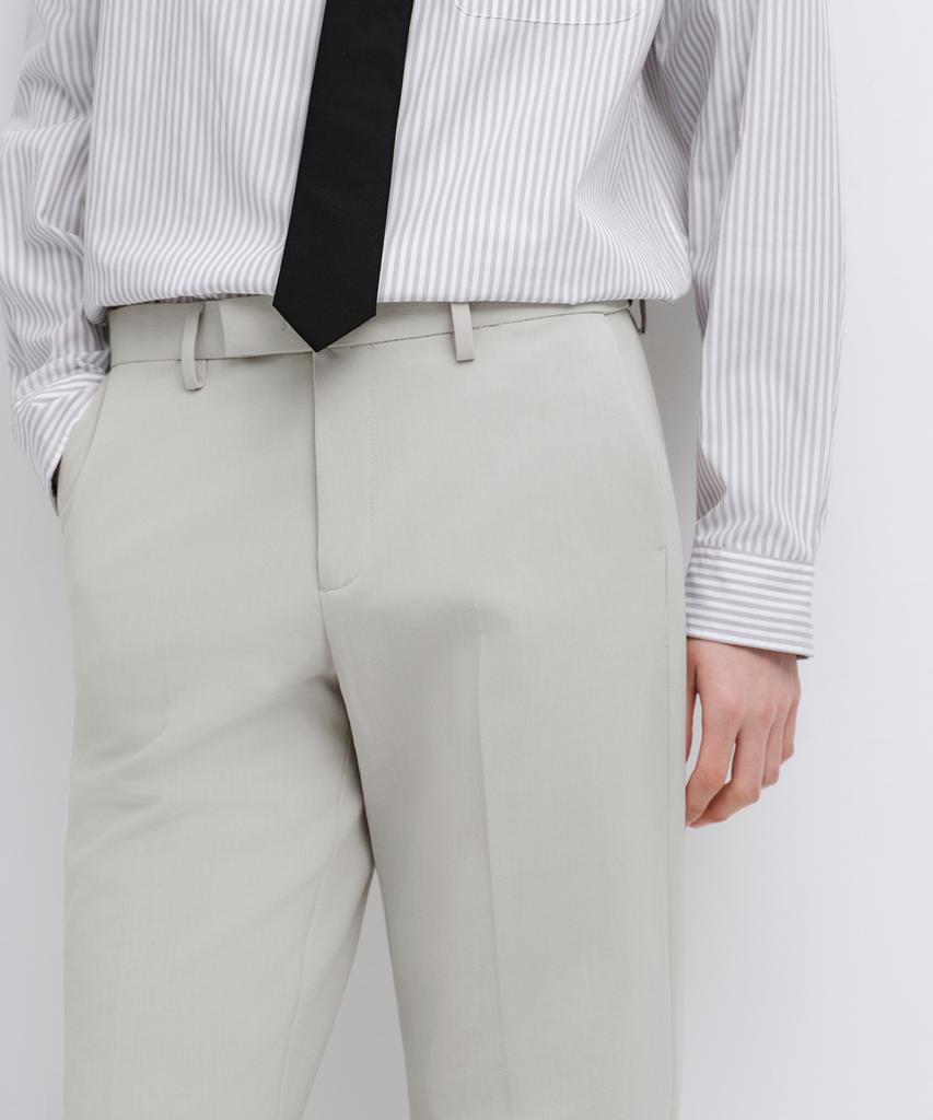 MUSINSA STANDARD Semi-Wide Hidden Banding Slacks [Dusty Cream]