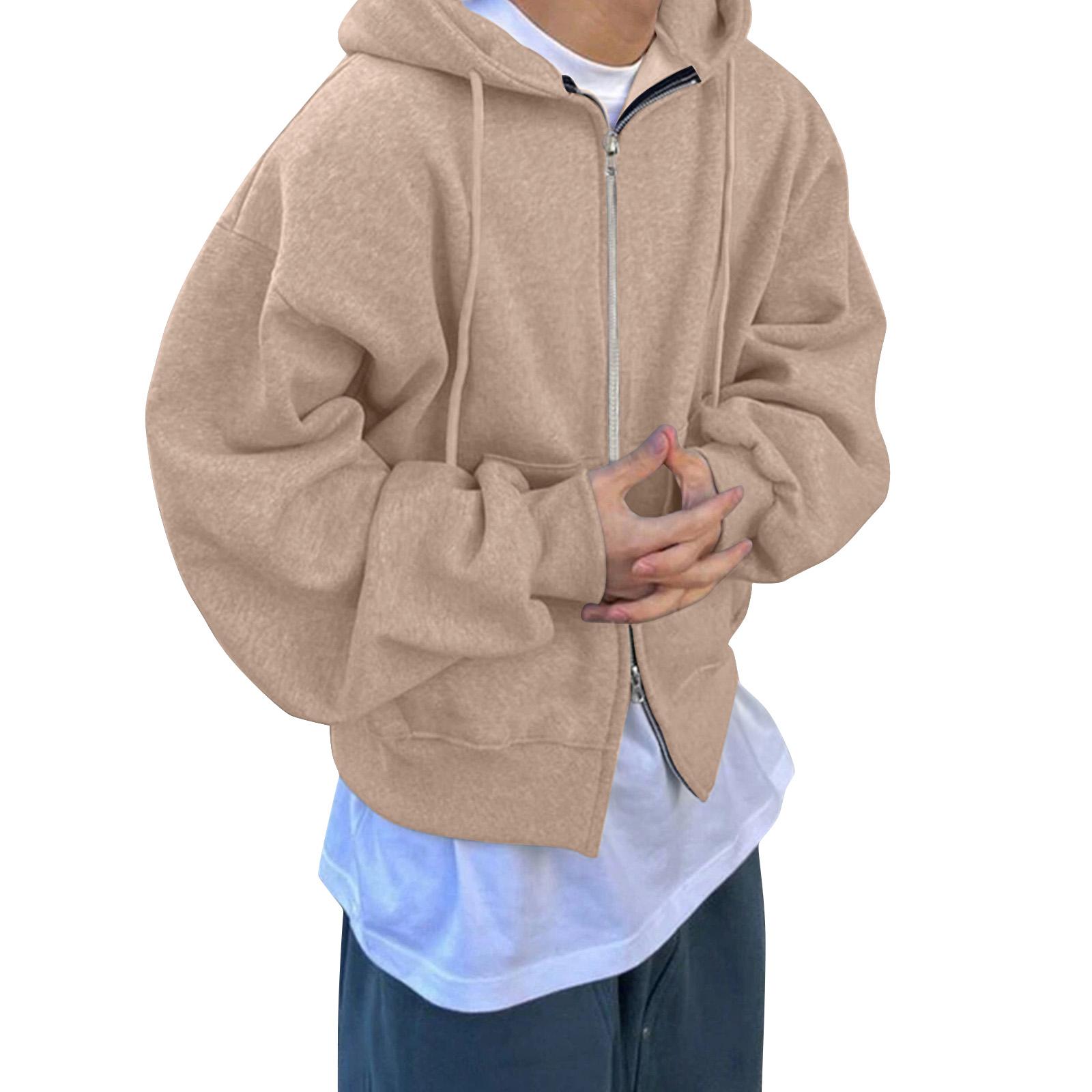 Men s Solid Color Double Zipper Sweatshirt Men s Sports Large Size Casual Sweatshirt Jacket L 1679₽