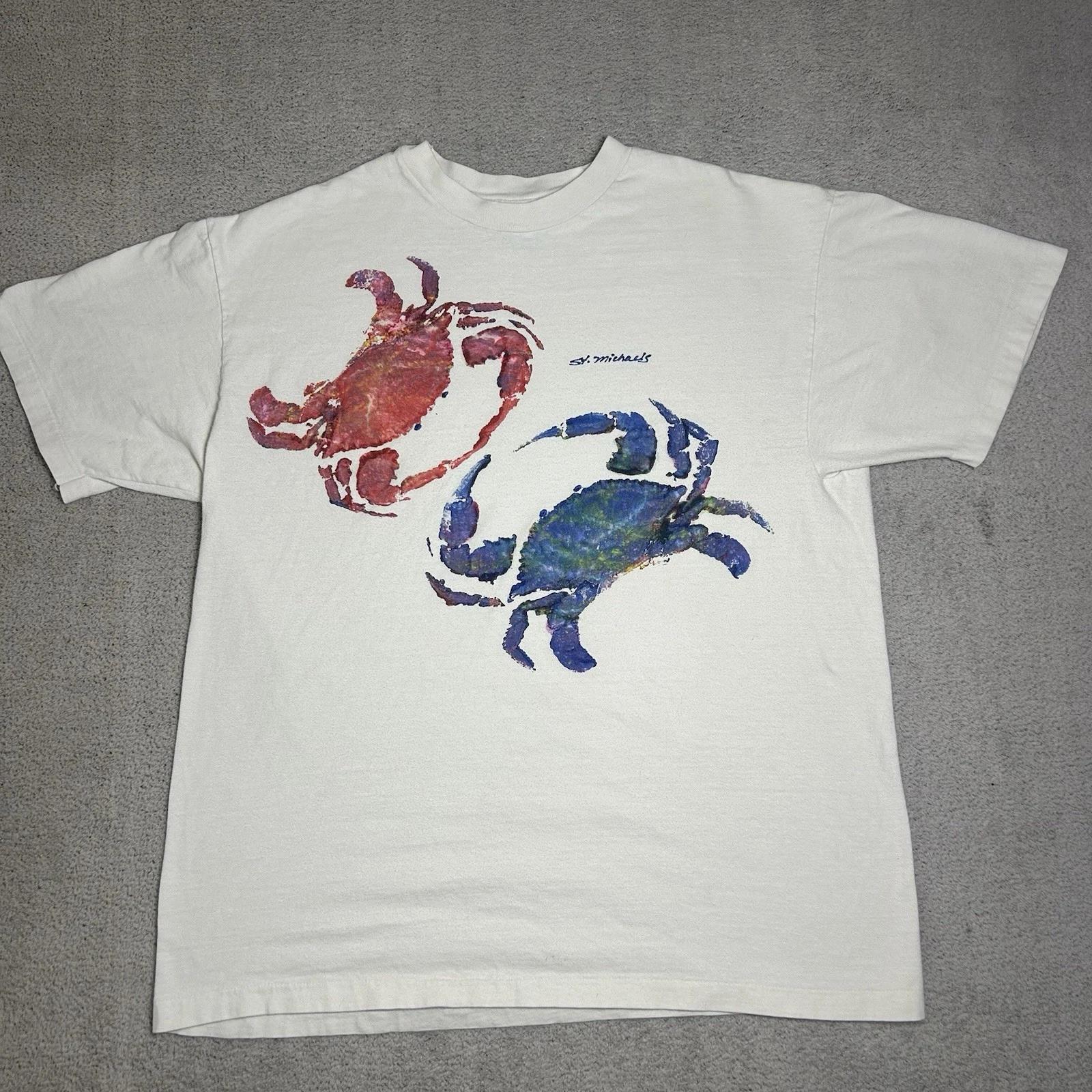 Винтажная футболка Hanes Beefy Мужская L Белая St.Micheals Maryland Туристическая с принтом 3XL