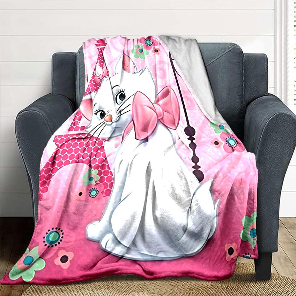 1pc cat, Paris blanket Lightweight Flannel Throw for Sofa Bed Travel Camping Livingroom Office Couch Chair