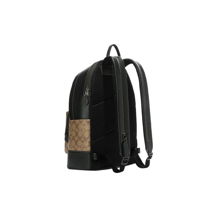 New COACH West Cow Leather Backpack Large Men's Khaki & Green CE717-QBV3D
