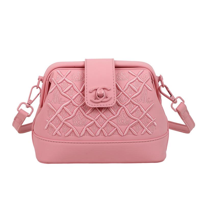 Tung Industri Broderi Skalväska Dam Ny Premium Texturerad Broderitråd Enfärgad Axelväska Crossbody
