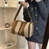 Women's New Fashion and Versatile Crossbody Bag Trendy Large Capacity Striped Casual Shoulder Bag Retro Literary Canvas Bag