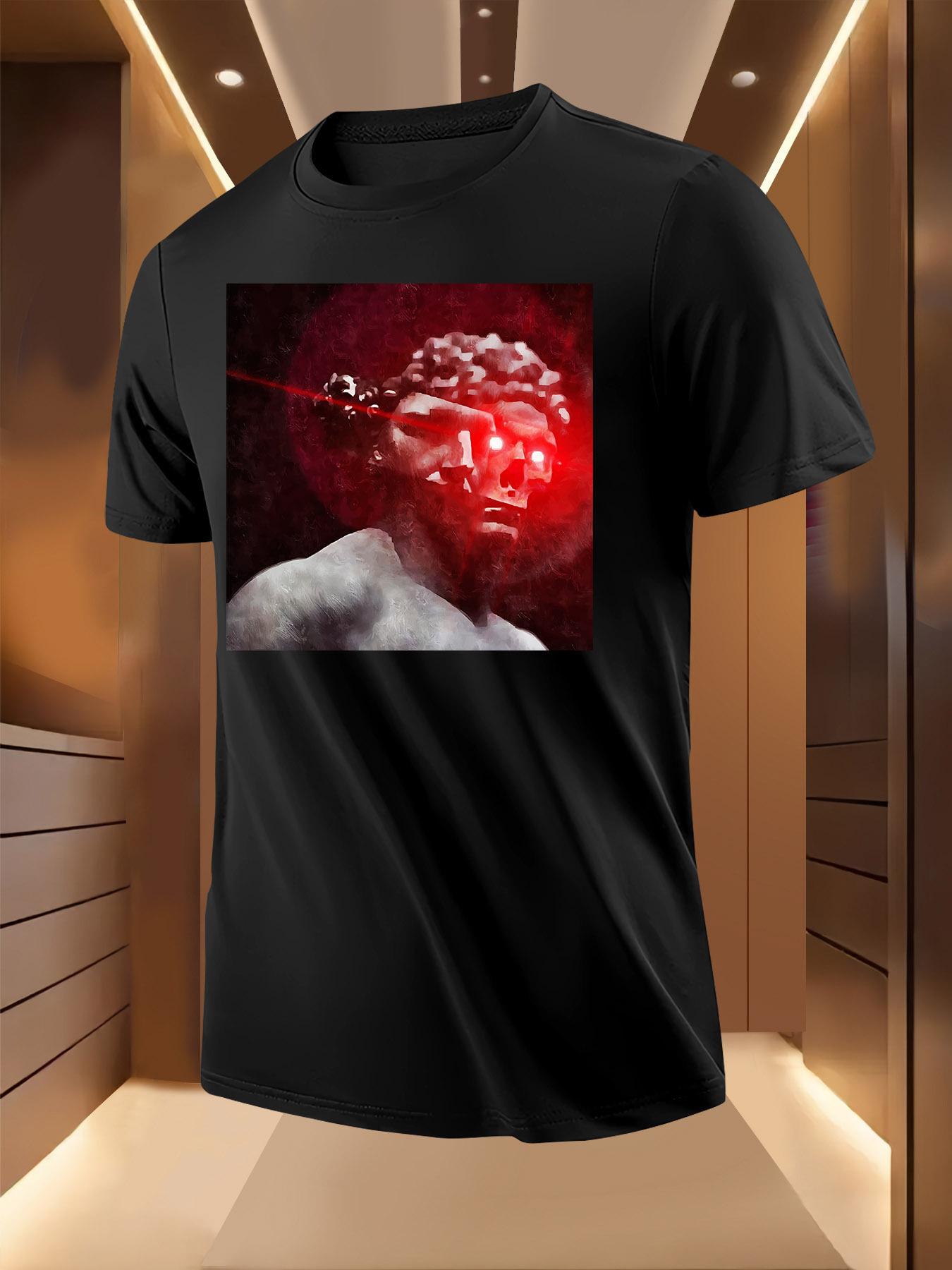 Graphic Tshirt - Lightweight Summer Tee with Glowing Red ... S