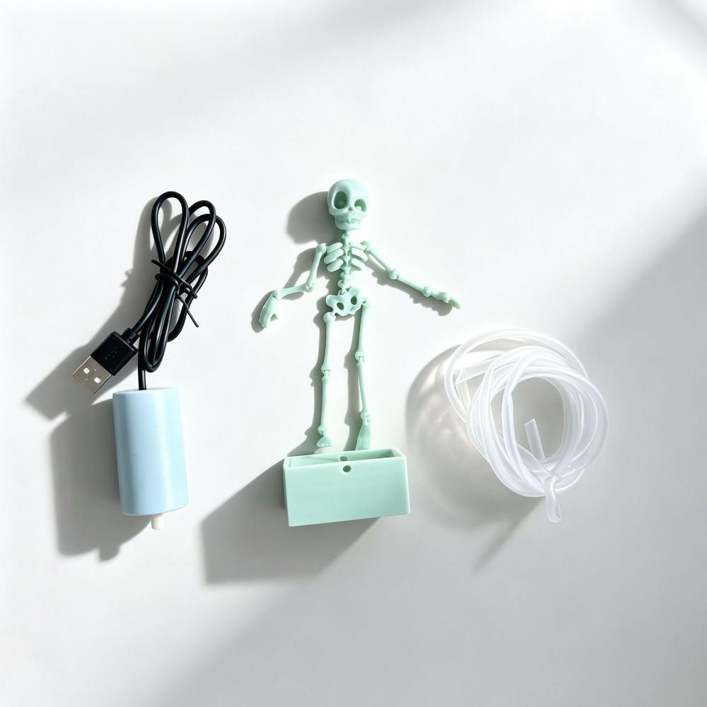 Glow In Dark Fish Tank Dance Skull Bubbler 3D Printed Water Wiggling Skeleton Decor Gag Gift