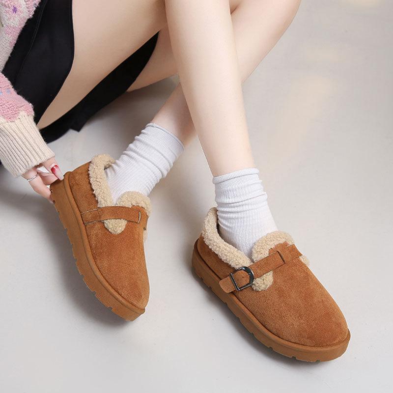 Fashion Round Toe Elegant Women Snow Boots Winter Flat Wear-resistant Students Plus Velvet Warm Women Cotton Shoes Botas Altas