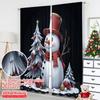 2pcs 2D flat printing Christmas Scene Curtain Happy Snowman Christmas Ornaments Fabric Without Electricity Family Party Use for