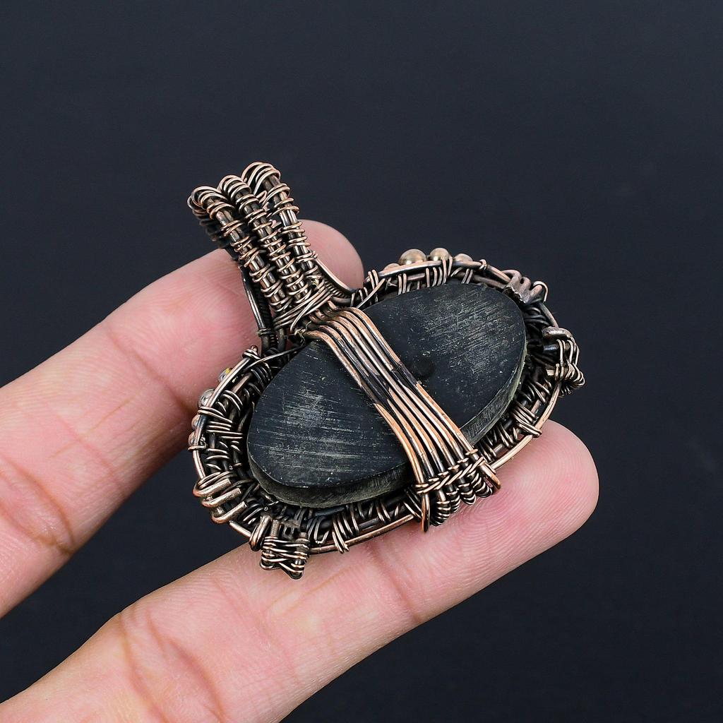 Abalone Shell 999 Copper Wire Wrapped Pendant, Handmade Gemstone Pendant Jewelry, Gifts For Wife Brand New Pendant