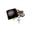 2pcs Saint Benedict Color Print Black Velet Zipper Rope Rosary Necklace Storage Bag