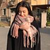Cold Proof Women Mohair Plaid Scarf Thermal Fall Winter Neck Scarf Warm Tassel Shawl Wrap  Students
