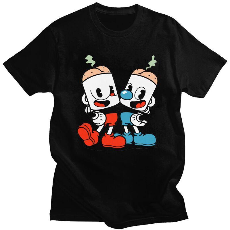 

Пользовательские горячие игровые мультяшные футболки Cuphead Mugman для мужчин, футболки из чистого хлопка, футболки с коротким рукавом, одежда - Летняя мужская C... S разноцветный