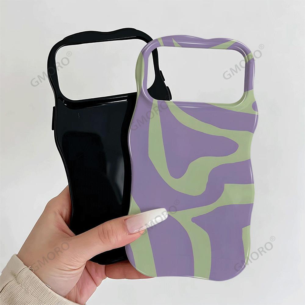 TK Station Hot-selling Creative Contrasting Color Wavy Pattern Apple 17Pro 2-in-1 Film iPhone16 Anti-drop Mobile Phone Case