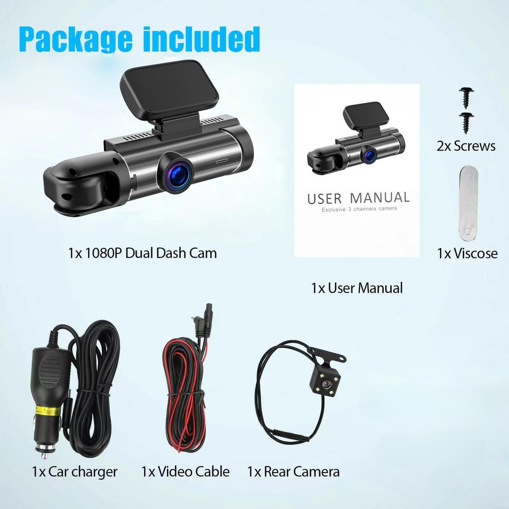 Dual Lens Car DVR FHD 1920*1080P Dash Camera Cabin Dashcam Vehicle Video Dash Cam Drive Recorder Interior Mini Dvrs Black Box