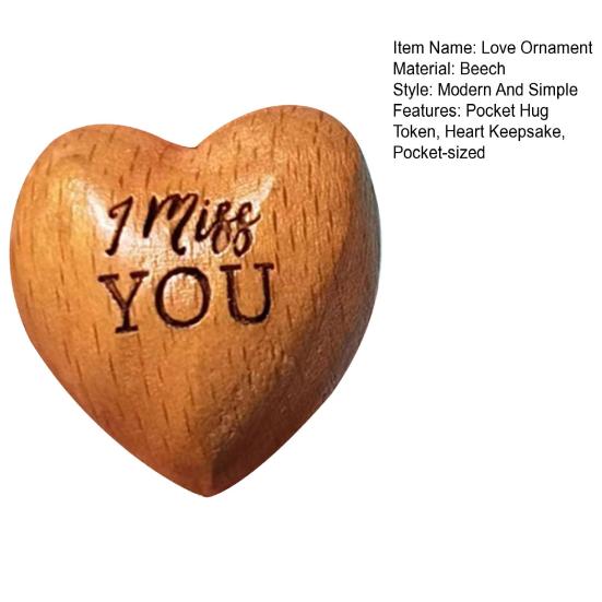 Coração de madeira bolso abraço token amor lembrete portátil lembrança mini coração amor