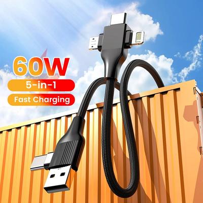 Kabel do ładowania USB C 5 w 1 Kabel do ładowarki typu C 4 w 1 Kabel USB typu C PD 65W 27W Szybkie ładowanie dla IPhone'a Samsunga Xiaomi