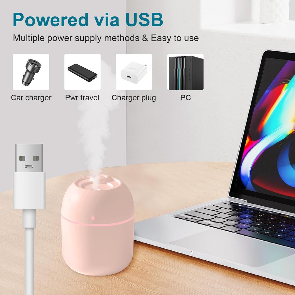 220ML Mini difuzér aroma oleje USB Kapka vody Tichý zvlhčovač vzduchu s LED lampou Stolní Vnitřní Domů Auto Přenosný rozprašovač vzduchu