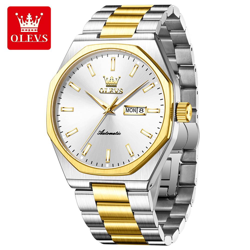 OLEVS New Automatic Man Watch Original Stainless Steel Auto Date Waterproof Luminous Brand Mechanical Watches for Men Gifts 6786