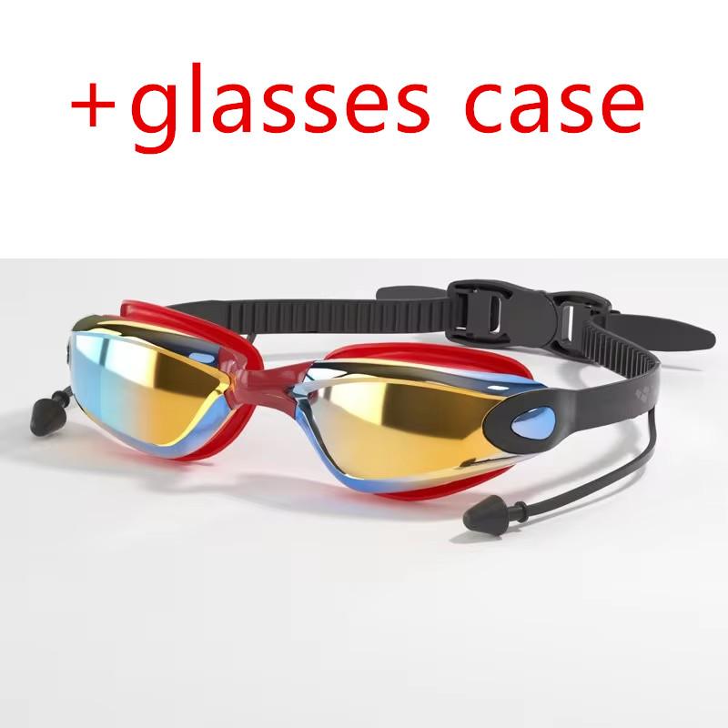 Professionelle Anti-Beschlag-Schwimmbrille für Erwachsene mit Ohrstöpseln Herren Damen Schwimmen Auslaufsicher Verstellbar UV-Schutz Brille