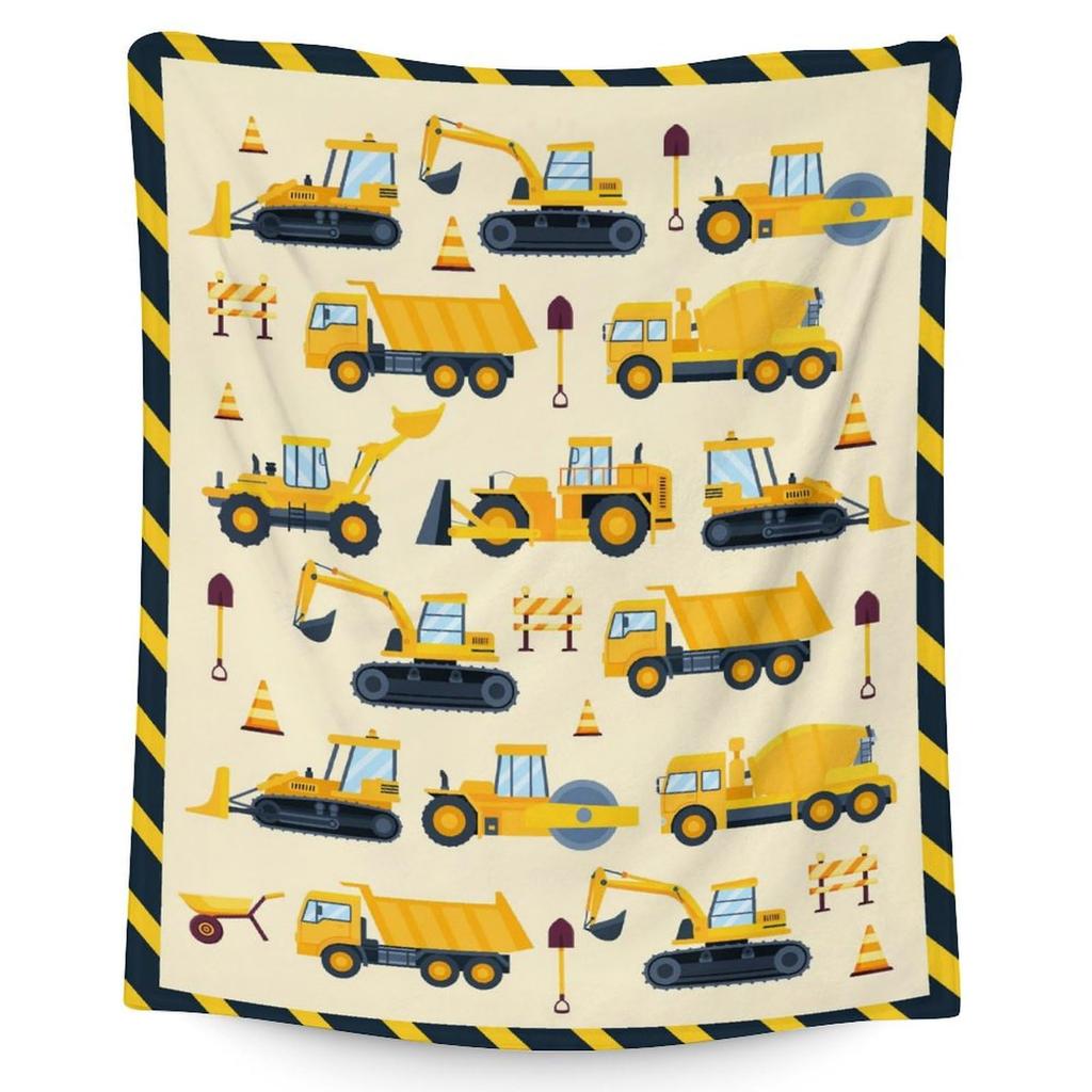 Construction Truck Blanket Kids Boys Cartoon Excavator Plush Throw Blanket Fuzzy Flannel Tractor Blankets for Bed Couch Sofa
