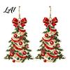 Women Fashion Earrings Christmas 2D Acrylic Earrings Colorful Tree Dangle with Bow Holiday Jewelry Decor Lightweight Drop Jewelry Decorations