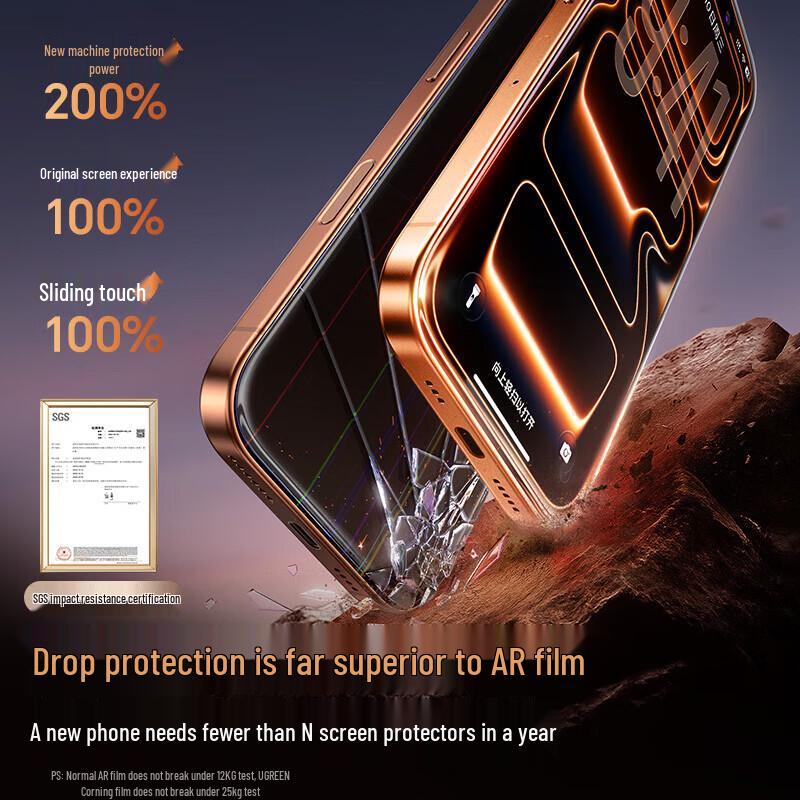 UGREEN Apple iPhone Corning Glass Screen Protector with Dust-Free Auto-Apply Kit