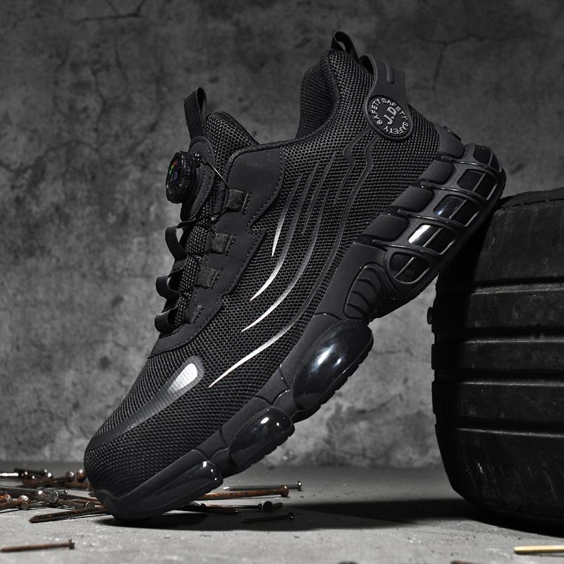 Herresikkerhetssko med ståltå, lettvekts arbeidssko med punkteringsbeskyttelse, pustende sklisikker konstruksjonssko