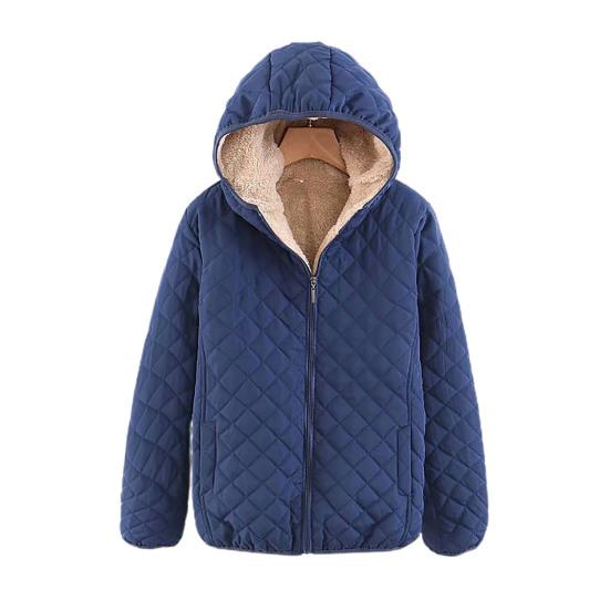 Women Coat Solid Color Hooded Plush Thicken Winter Jacket for Work
