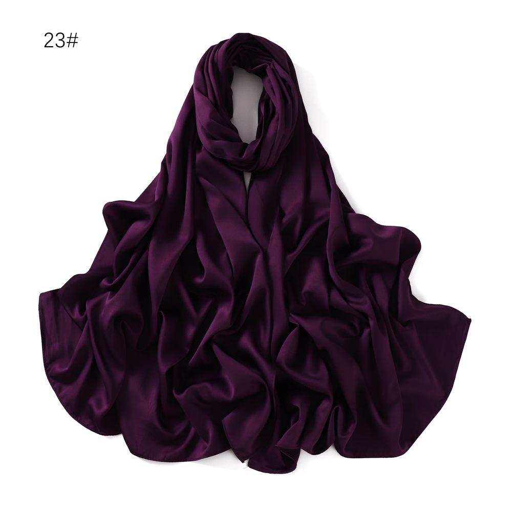 New Luxury Medine Silk Scarf For Women Muslim Plain Hijab Long Shawls Big Size Headscarf Wraps Islamic Turban Headband Bandana