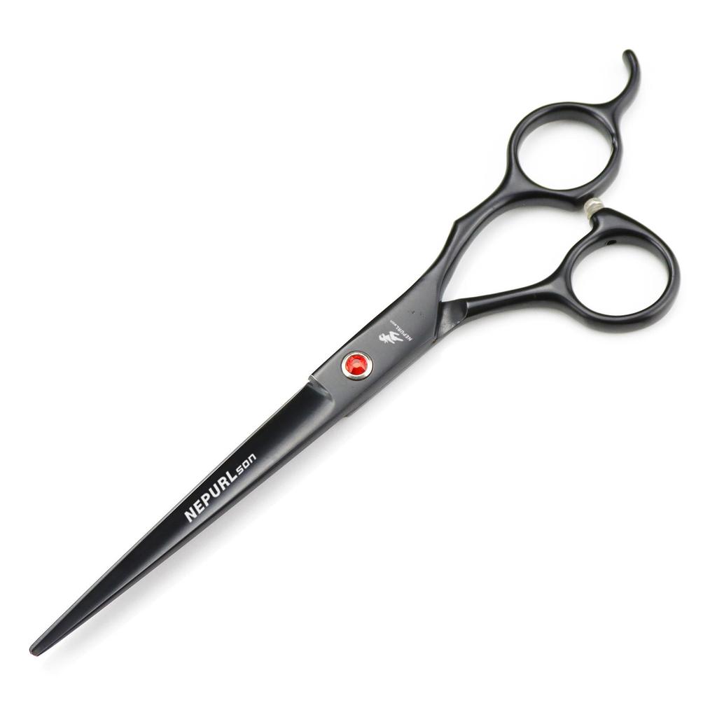 7.0" Black Grooming Scissors Set: 4-Piece Straight Shears with Comb