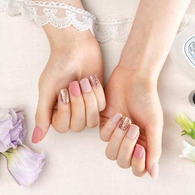 MEGA K TIPS Pontas de Unha Semi-Permanentes Feitas à Mão Rosa Romance 30 pontas