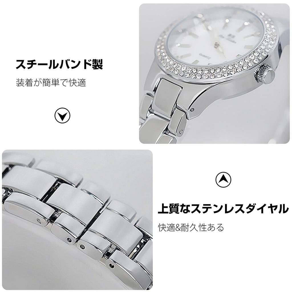 RORIOS Uhr Uhr Wasserdicht Quarz Diamant Dekoration Glitzer Süß Business Casual Einfach Pendeln zur Schule Uhr Weiß Damen