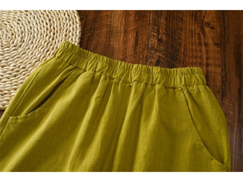 Damen Retro Ramie Baumwolle Leinen Yoga Laternenhose - Sandgewaschen, Zen Meditation Stil