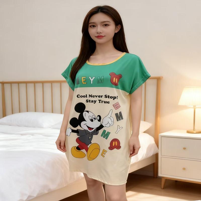 Women's Cute Summer Cartoon Pajamas: Loose Nightgown Homewear