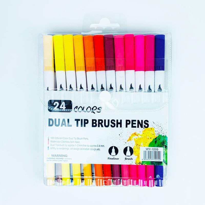 Double-Ended Fineliner & Soft Tip Watercolor Pen Set - Art Supplies for Children's Painting & Coloring